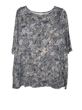 Pure J.Jill women's L cotton blend geometric tunic 3/4 sleeves top boho coastal